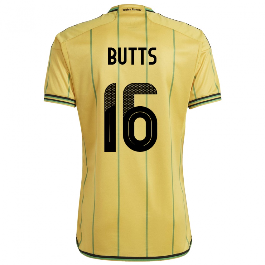 Niño Camiseta Jamaica Njeri Butts #16 Amarillo 1ª Equipación 24-26 La Camisa México