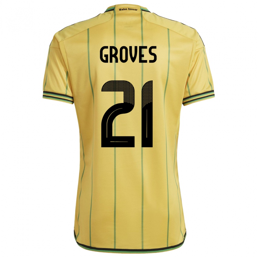 Niño Camiseta Jamaica Isreala Groves #21 Amarillo 1ª Equipación 24-26 La Camisa México