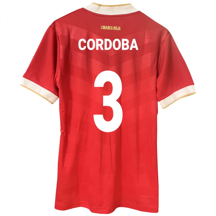 Niño Camiseta Panamá José Córdoba #3 Rojo 1ª Equipación 24-26 La Camisa México