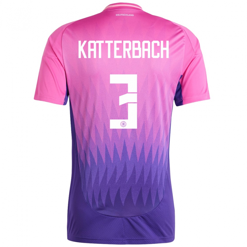 Niño Camiseta Alemania Noah Katterbach #3 Rosado Morado 2ª Equipación 24-26 La Camisa México
