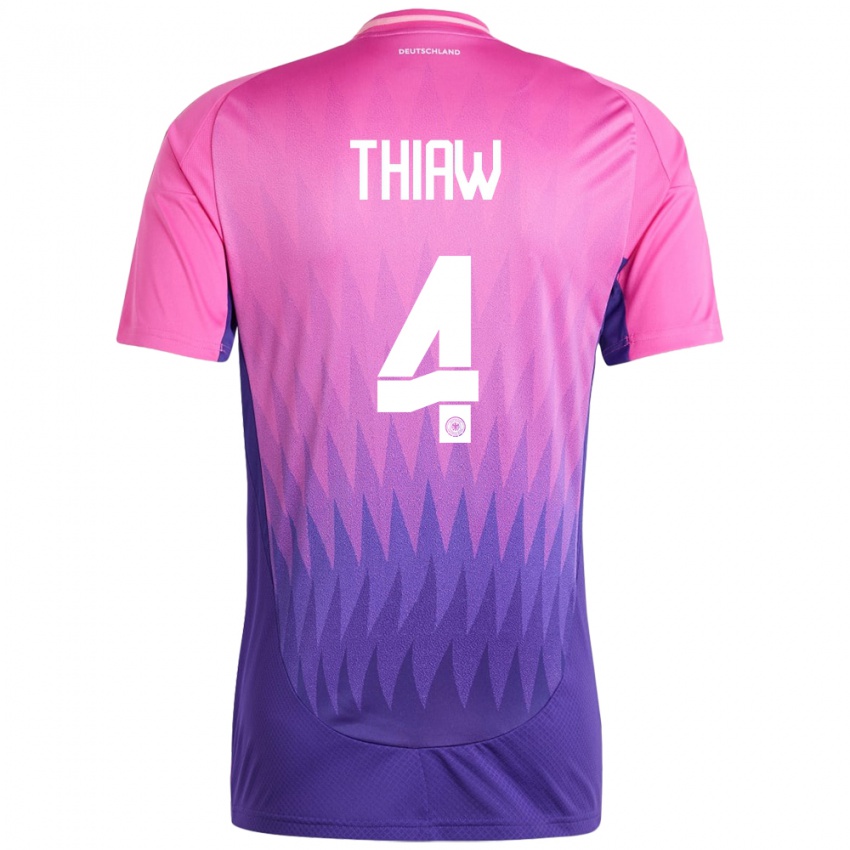 Niño Camiseta Alemania Malick Thiaw #4 Rosado Morado 2ª Equipación 24-26 La Camisa México