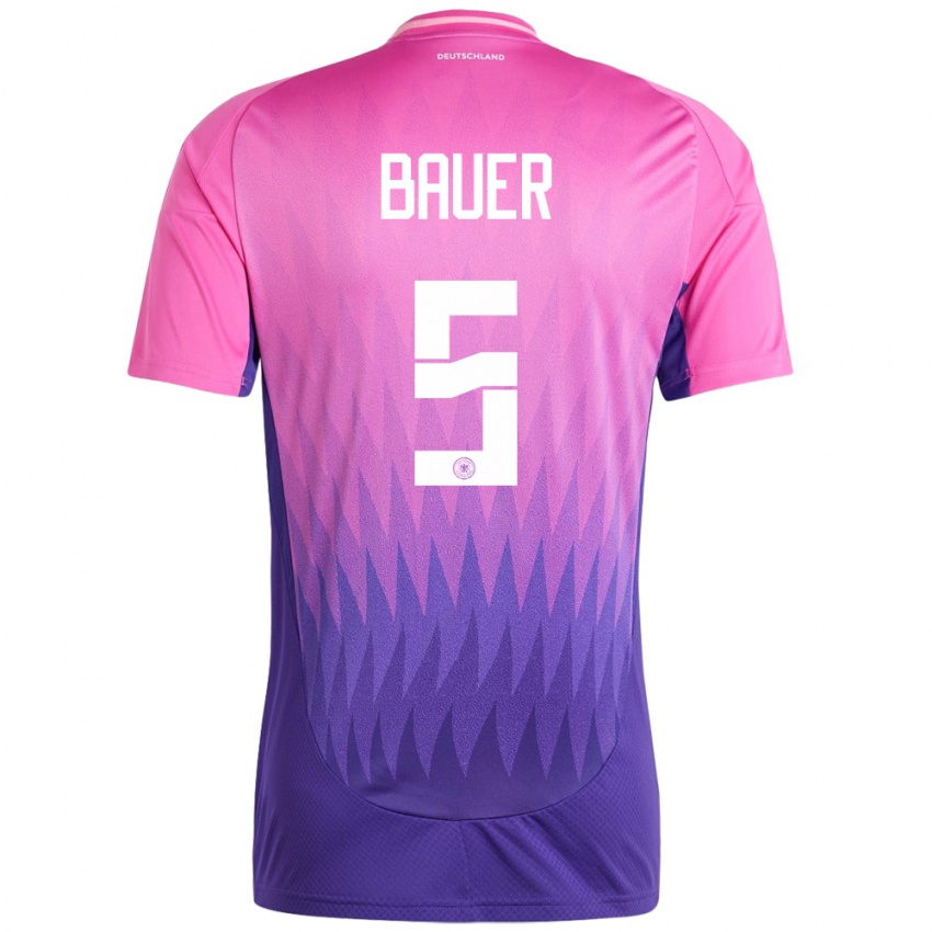 Niño Camiseta Alemania Maximilian Bauer #5 Rosado Morado 2ª Equipación 24-26 La Camisa México