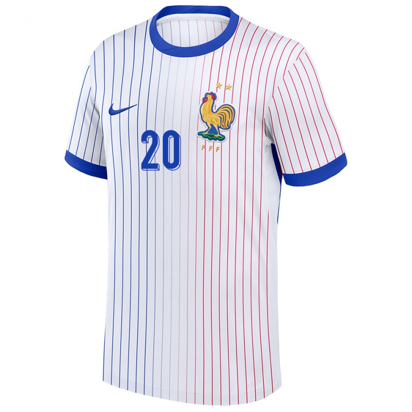 Niño Camiseta Francia Delphine Cascarino #20 Blanco 2ª Equipación 24-26 La Camisa México