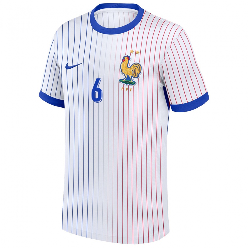 Niño Camiseta Francia Martin Adeline #6 Blanco 2ª Equipación 24-26 La Camisa México