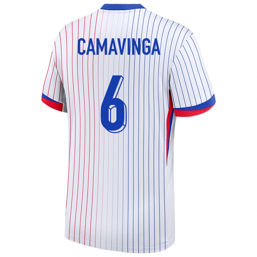 Niño Camiseta Francia Eduardo Camavinga #6 Blanco 2ª Equipación 24-26 La Camisa México