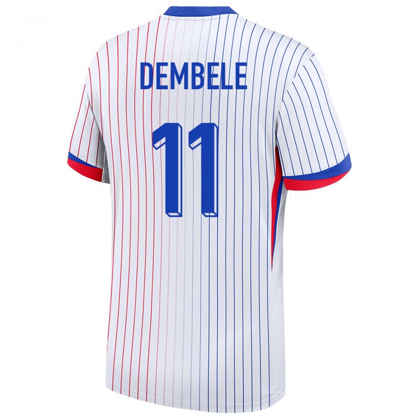 Niño Camiseta Francia Ousmane Dembele #11 Blanco 2ª Equipación 24-26 La Camisa México