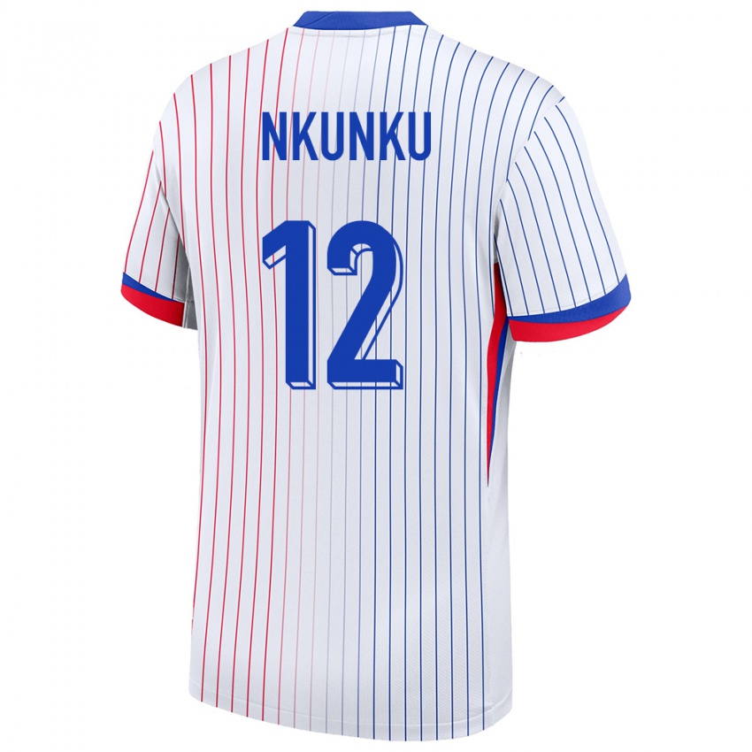 Niño Camiseta Francia Christopher Nkunku #12 Blanco 2ª Equipación 24-26 La Camisa México