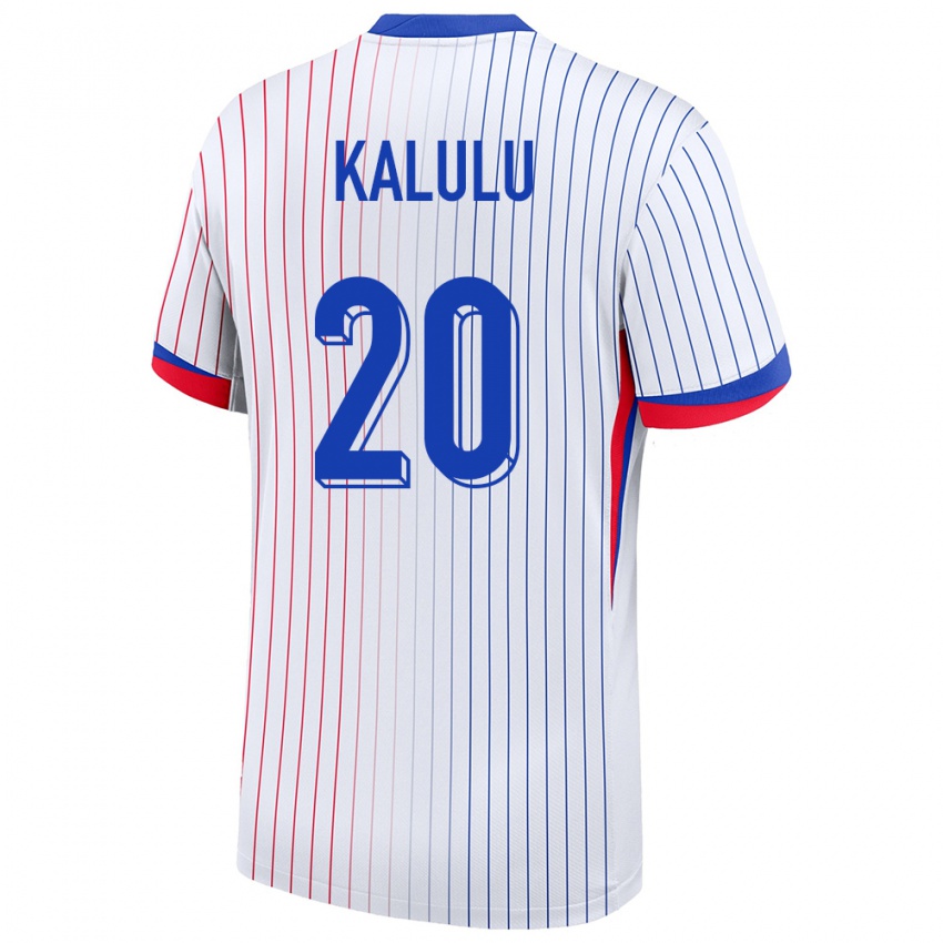 Niño Camiseta Francia Pierre Kalulu #20 Blanco 2ª Equipación 24-26 La Camisa México