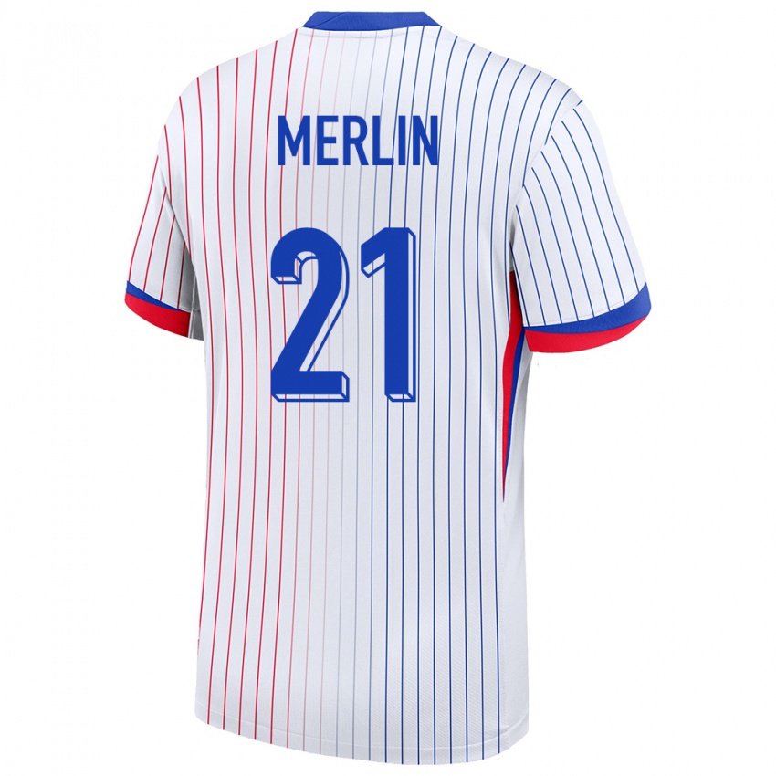 Niño Camiseta Francia Quentin Merlin #21 Blanco 2ª Equipación 24-26 La Camisa México