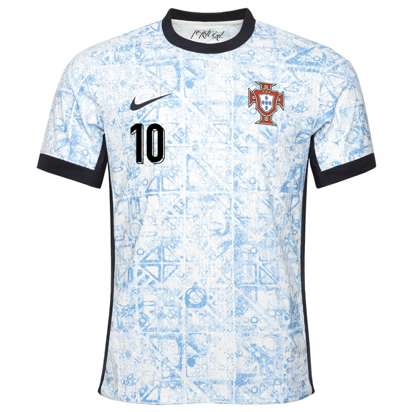 Niño Camiseta Portugal Joao Mario #10 Crema Azul 2ª Equipación 24-26 La Camisa México