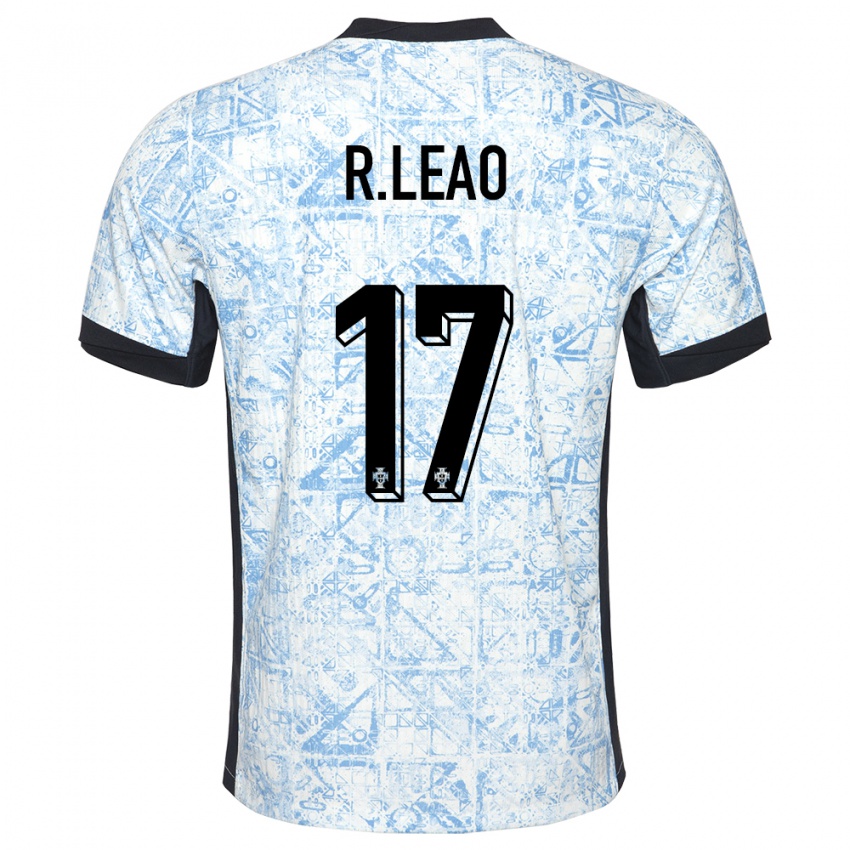 Niño Camiseta Portugal Rafael Leao #17 Crema Azul 2ª Equipación 24-26 La Camisa México