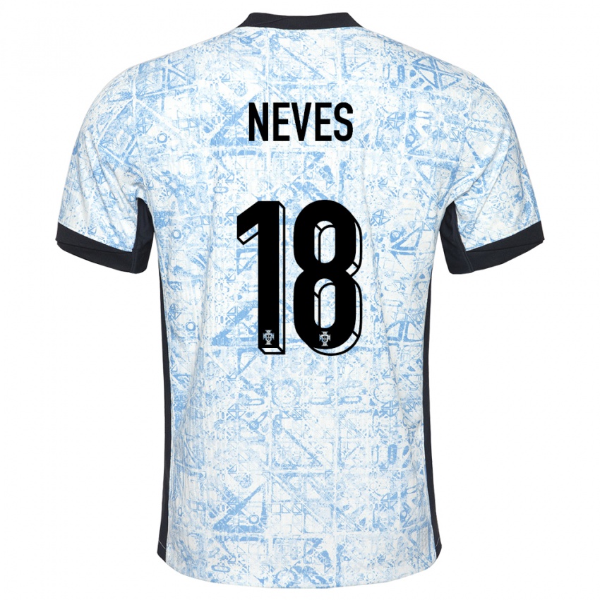 Niño Camiseta Portugal Ruben Neves #18 Crema Azul 2ª Equipación 24-26 La Camisa México