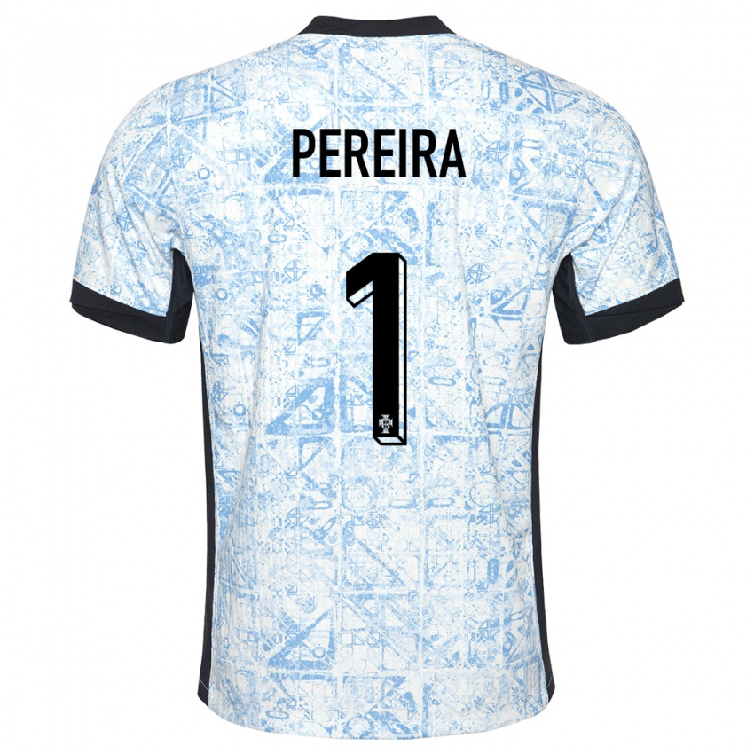 Niño Camiseta Portugal Ines Pereira #1 Crema Azul 2ª Equipación 24-26 La Camisa México