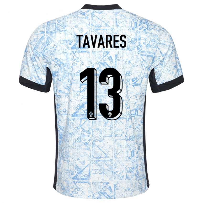 Niño Camiseta Portugal Nuno Tavares #13 Crema Azul 2ª Equipación 24-26 La Camisa México