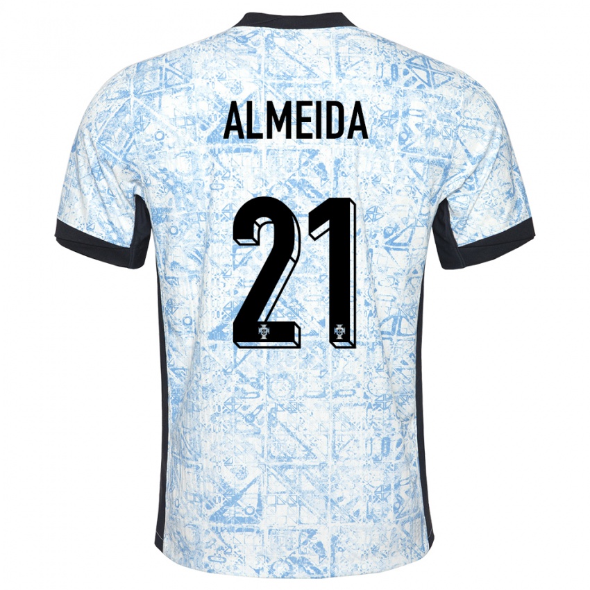 Niño Camiseta Portugal Andre Almeida #21 Crema Azul 2ª Equipación 24-26 La Camisa México