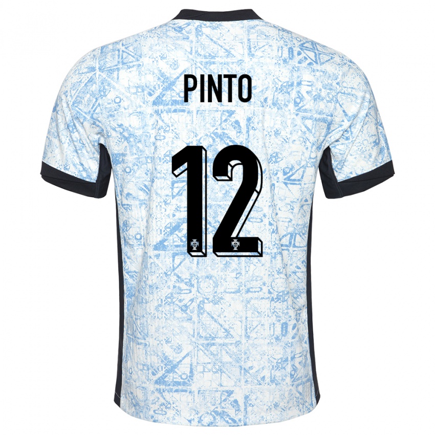 Niño Camiseta Portugal Diogo Pinto #12 Crema Azul 2ª Equipación 24-26 La Camisa México