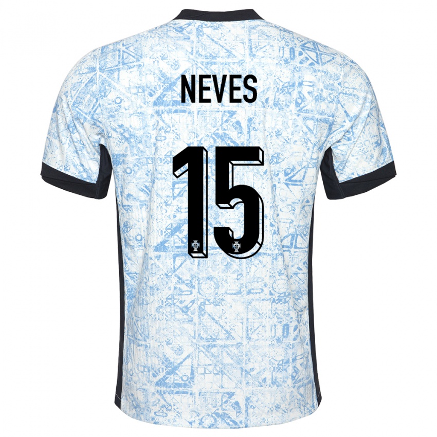 Niño Camiseta Portugal Joao Neves #15 Crema Azul 2ª Equipación 24-26 La Camisa México