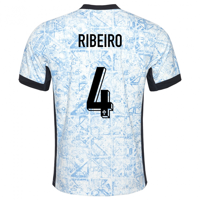 Niño Camiseta Portugal Ricardo Ribeiro #4 Crema Azul 2ª Equipación 24-26 La Camisa México