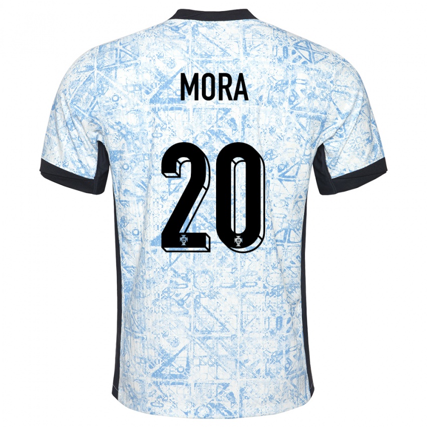 Niño Camiseta Portugal Rodrigo Mora #20 Crema Azul 2ª Equipación 24-26 La Camisa México