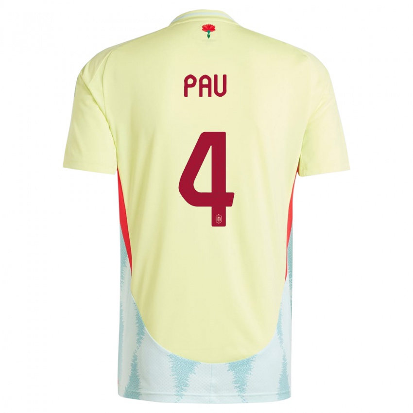 Niño Camiseta España Pau Torres #4 Amarillo 2ª Equipación 24-26 La Camisa México