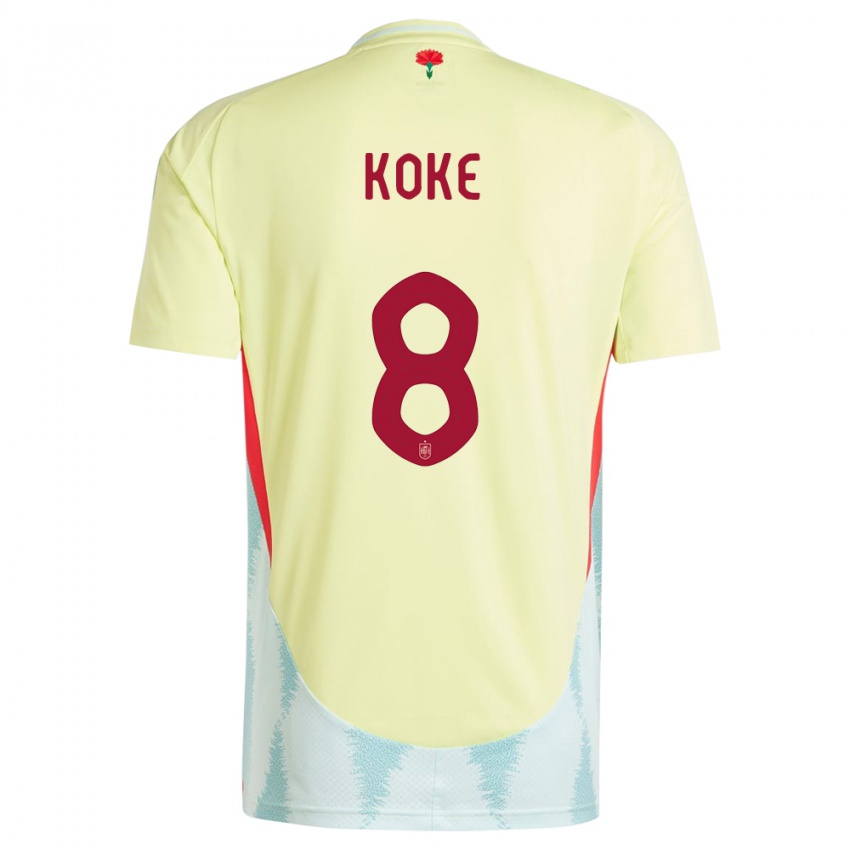 Niño Camiseta España Koke #8 Amarillo 2ª Equipación 24-26 La Camisa México