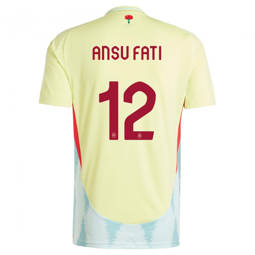 Niño Camiseta España Ansu Fati #12 Amarillo 2ª Equipación 24-26 La Camisa México