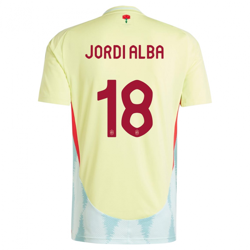 Niño Camiseta España Jordi Alba #18 Amarillo 2ª Equipación 24-26 La Camisa México