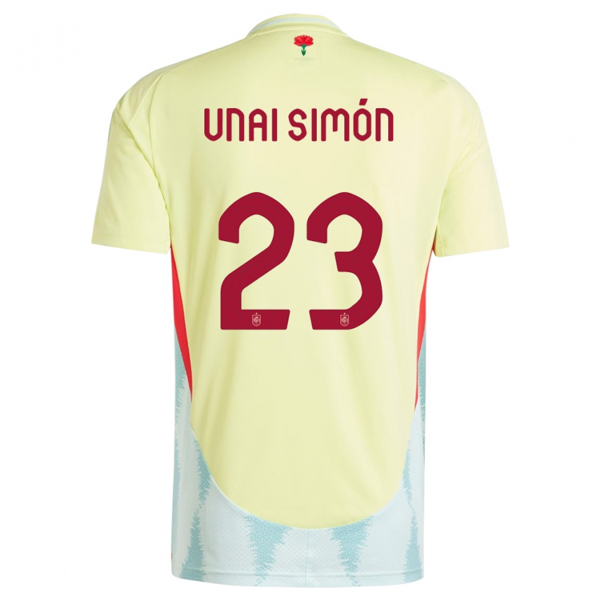 Niño Camiseta España Unai Simon #23 Amarillo 2ª Equipación 24-26 La Camisa México