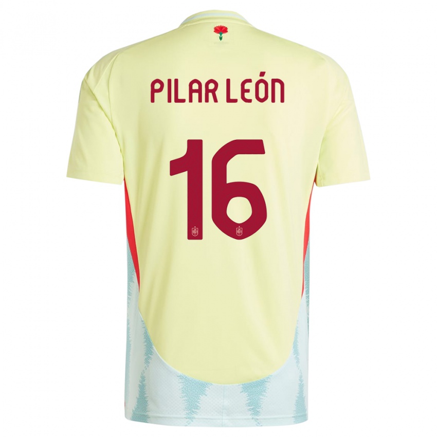 Niño Camiseta España Maria Pilar Leon #16 Amarillo 2ª Equipación 24-26 La Camisa México