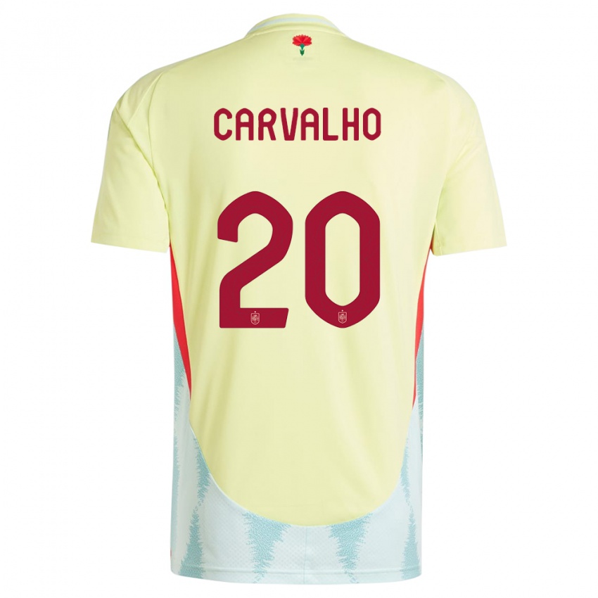 Niño Camiseta España Miguel Carvalho #20 Amarillo 2ª Equipación 24-26 La Camisa México
