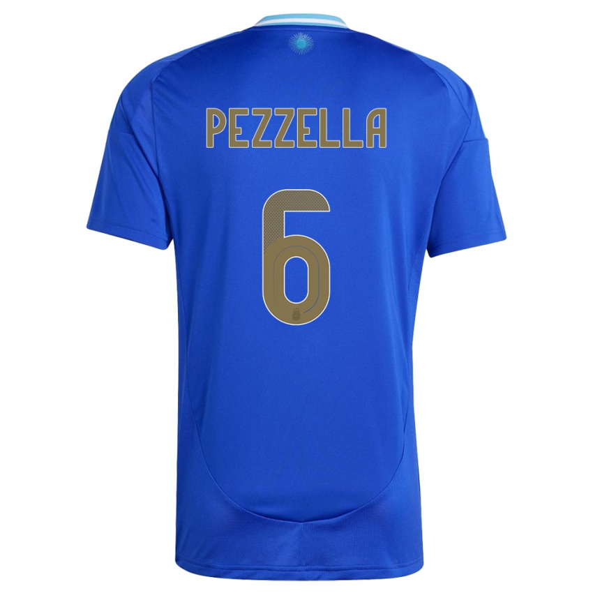 Niño Camiseta Argentina German Pezzella #6 Azul 2ª Equipación 24-26 La Camisa México