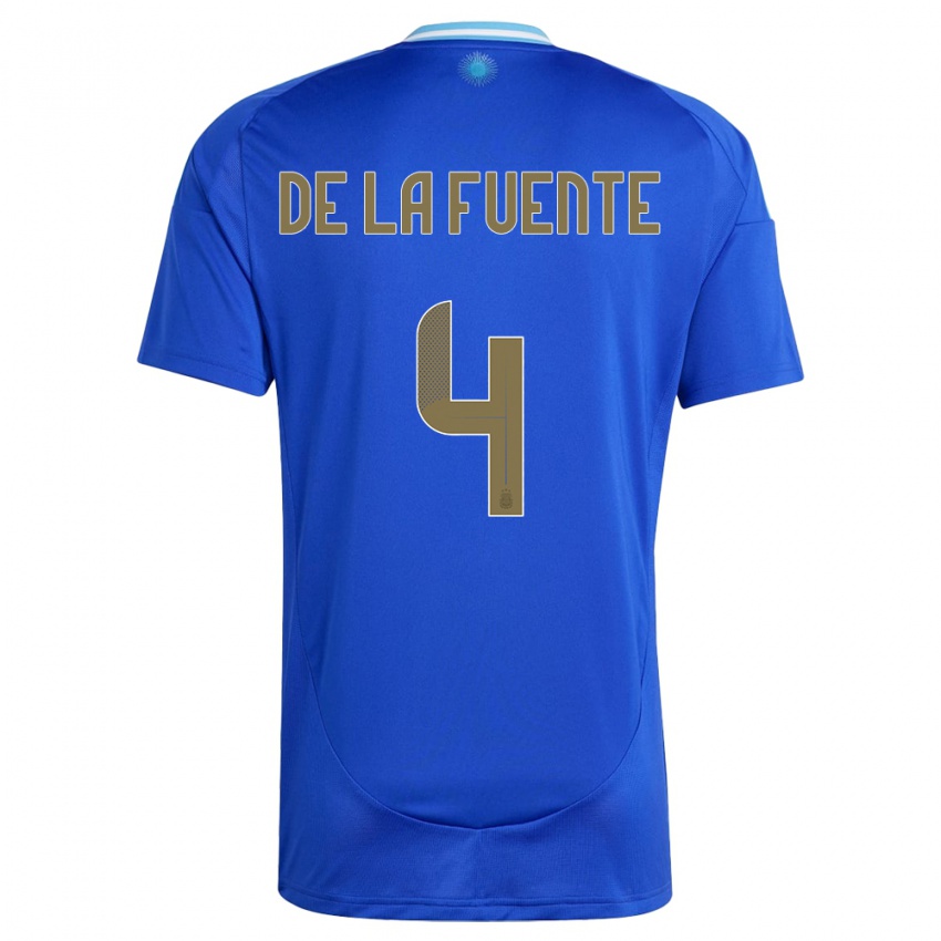 Niño Camiseta Argentina Hernan De La Fuente #4 Azul 2ª Equipación 24-26 La Camisa México