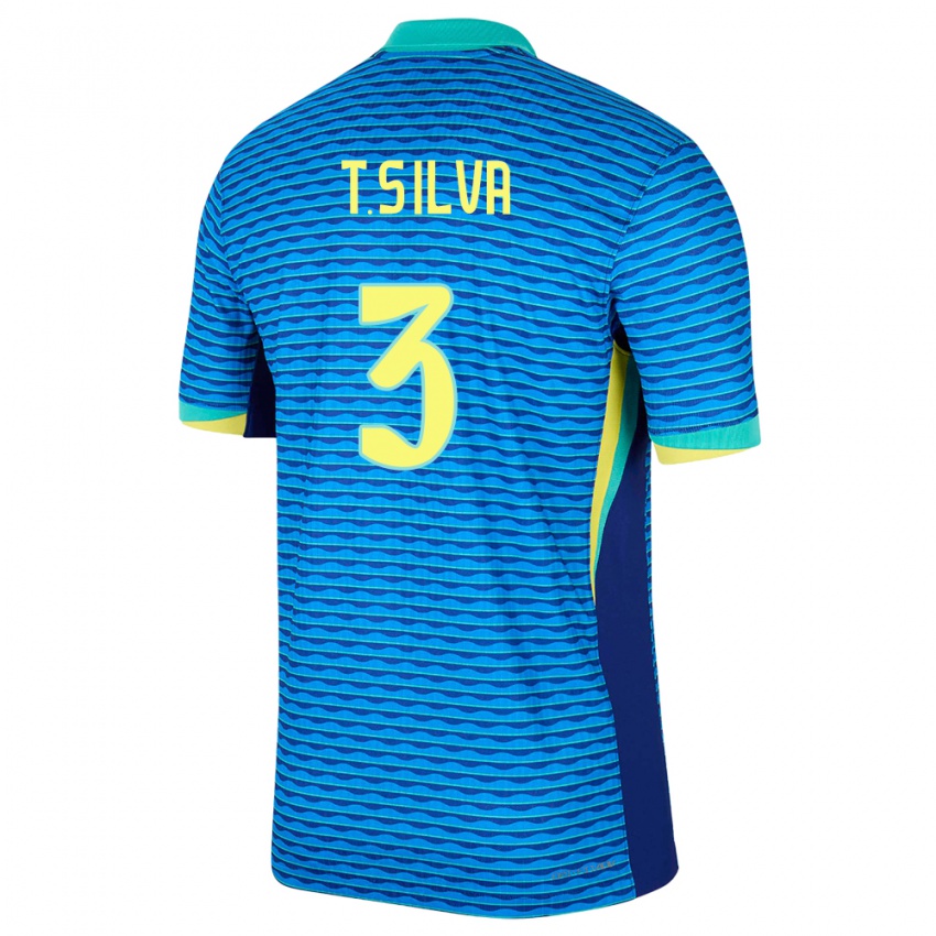 Niño Camiseta Brasil Thiago Silva #3 Azul 2ª Equipación 24-26 La Camisa México