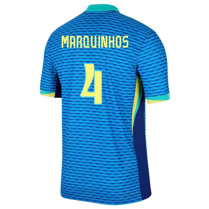 Niño Camiseta Brasil Marquinhos #4 Azul 2ª Equipación 24-26 La Camisa México