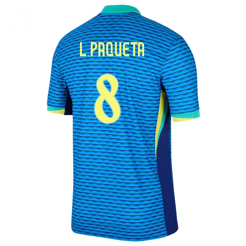 Niño Camiseta Brasil Lucas Paqueta #8 Azul 2ª Equipación 24-26 La Camisa México