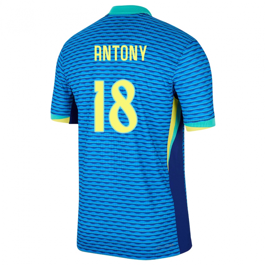 Niño Camiseta Brasil Antony #18 Azul 2ª Equipación 24-26 La Camisa México