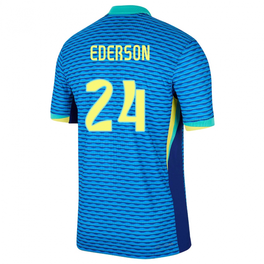 Niño Camiseta Brasil Ederson #24 Azul 2ª Equipación 24-26 La Camisa México