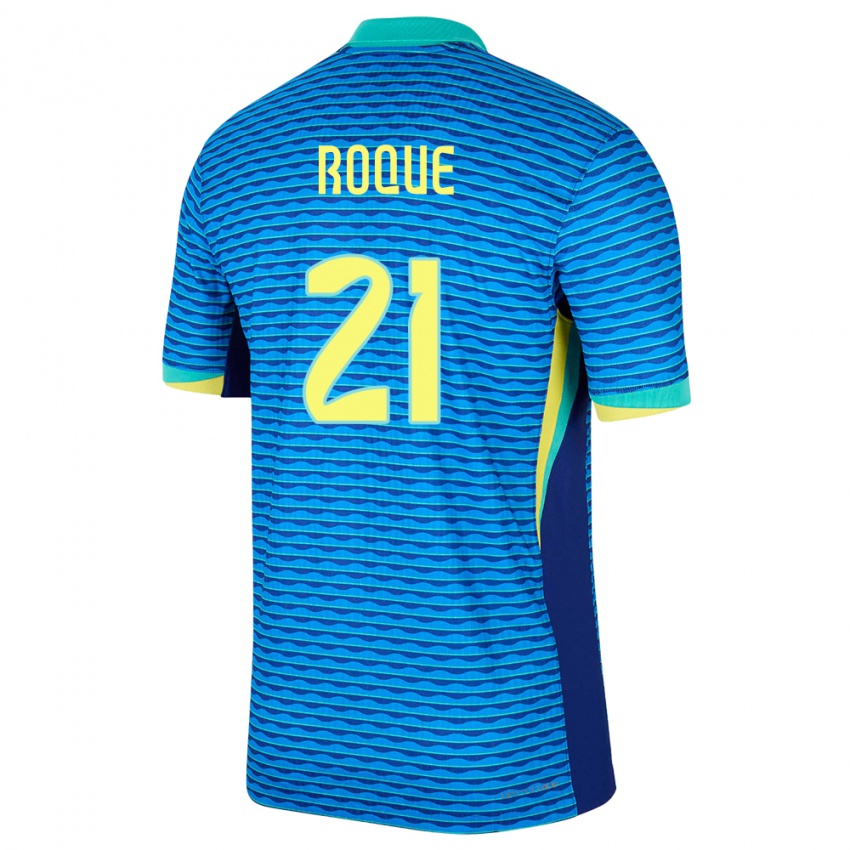 Niño Camiseta Brasil Vitor Roque #21 Azul 2ª Equipación 24-26 La Camisa México