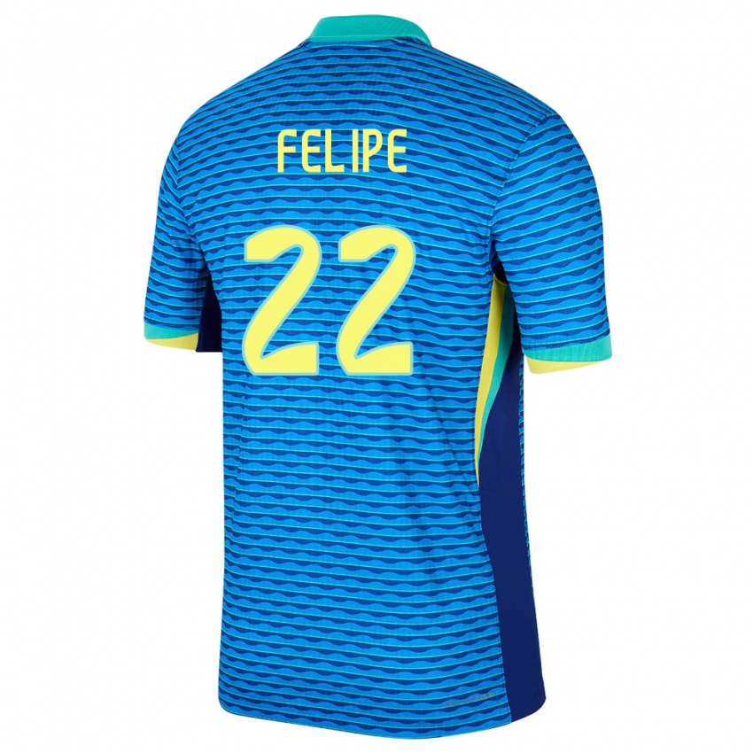 Niño Camiseta Brasil Cayo Felipe #22 Azul 2ª Equipación 24-26 La Camisa México