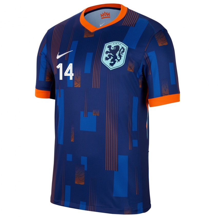 Niño Camiseta Países Bajos Davy Klaassen #14 Azul 2ª Equipación 24-26 La Camisa México