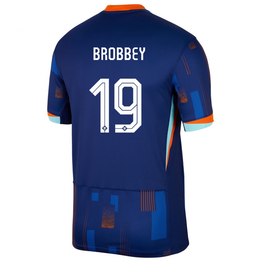 Niño Camiseta Países Bajos Brian Brobbey #19 Azul 2ª Equipación 24-26 La Camisa México