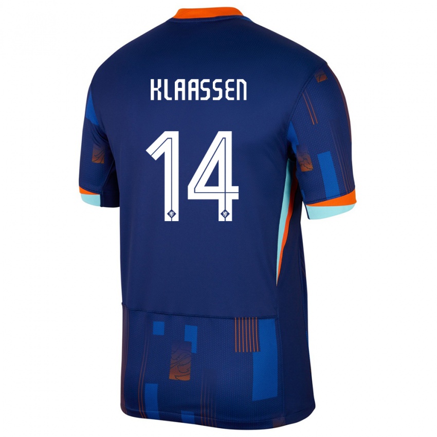 Niño Camiseta Países Bajos Davy Klaassen #14 Azul 2ª Equipación 24-26 La Camisa México