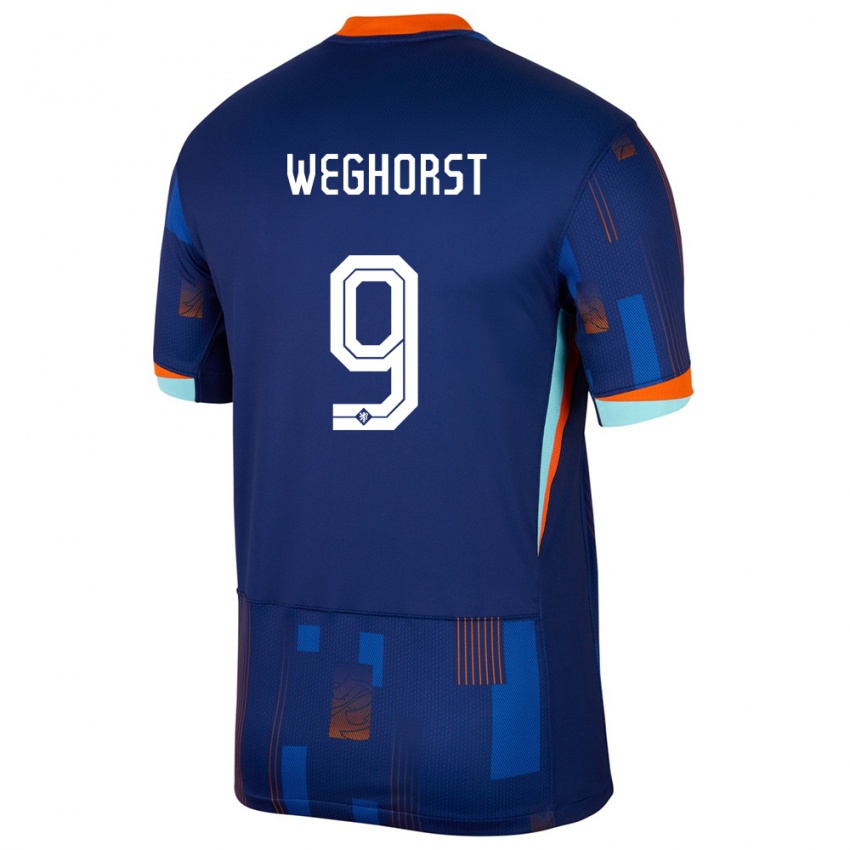 Niño Camiseta Países Bajos Wout Weghorst #9 Azul 2ª Equipación 24-26 La Camisa México