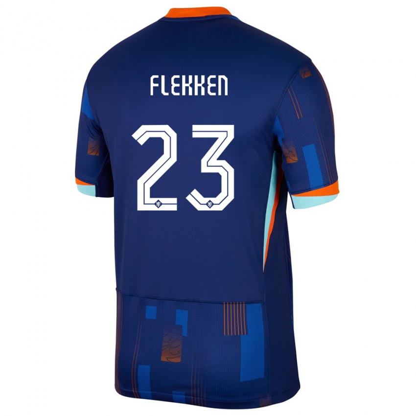 Niño Camiseta Países Bajos Mark Flekken #23 Azul 2ª Equipación 24-26 La Camisa México