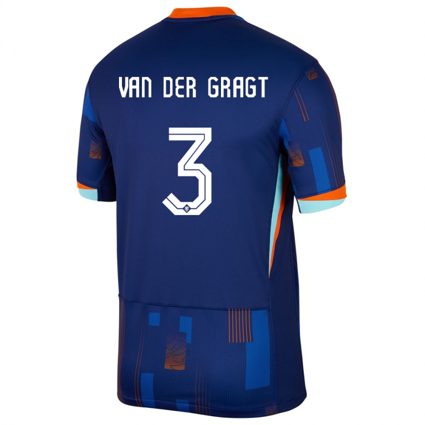 Niño Camiseta Países Bajos Stefanie Van Der Gragt #3 Azul 2ª Equipación 24-26 La Camisa México