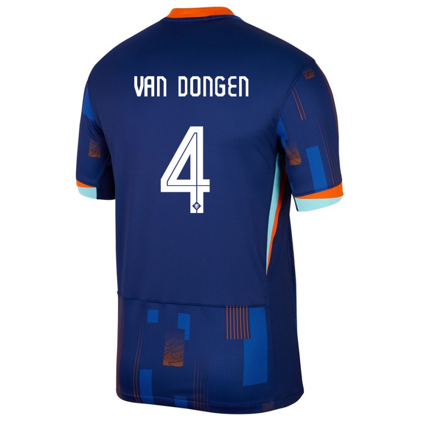 Niño Camiseta Países Bajos Merel Van Dongen #4 Azul 2ª Equipación 24-26 La Camisa México