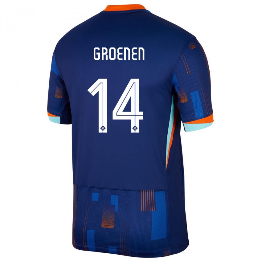 Niño Camiseta Países Bajos Jackie Groenen #14 Azul 2ª Equipación 24-26 La Camisa México