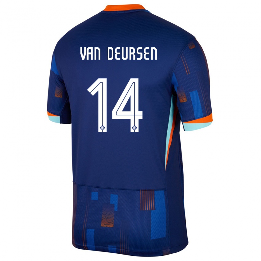 Niño Camiseta Países Bajos Eva Van Deursen #14 Azul 2ª Equipación 24-26 La Camisa México