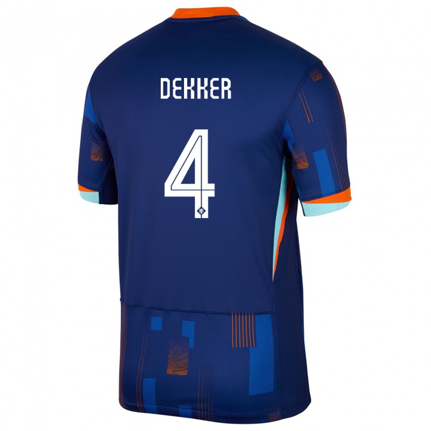 Niño Camiseta Países Bajos Maxim Dekker #4 Azul 2ª Equipación 24-26 La Camisa México