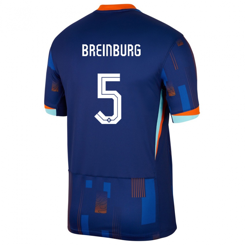 Niño Camiseta Países Bajos Rainey Breinburg #5 Azul 2ª Equipación 24-26 La Camisa México